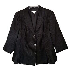 Danillo Blazer size 20W Black Jaquard 100% Polyester 3-Button Lined Jacket Coat